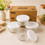 Kiam-4 Piece Oven Proof Glass Bowl Set With Lid